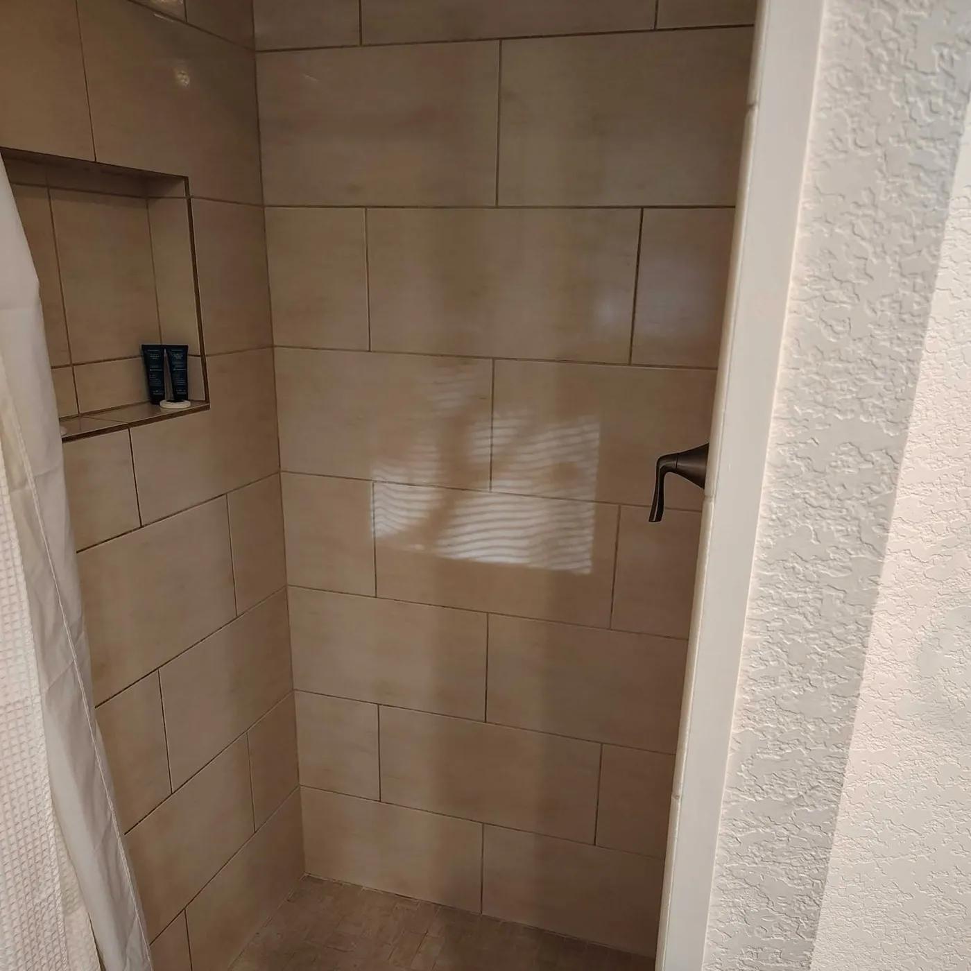 Clean tiled shower