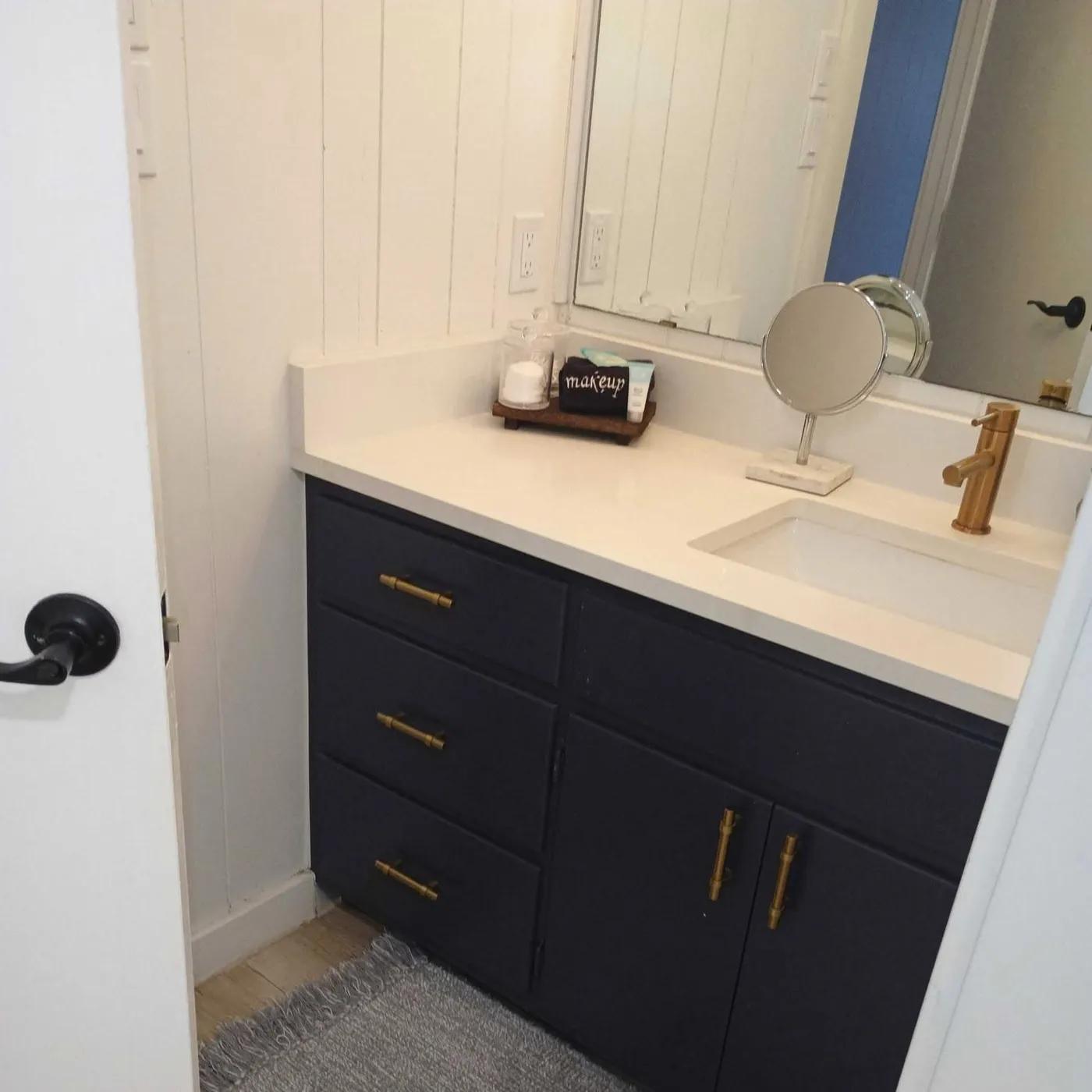 Bathroom vanity after cleaning