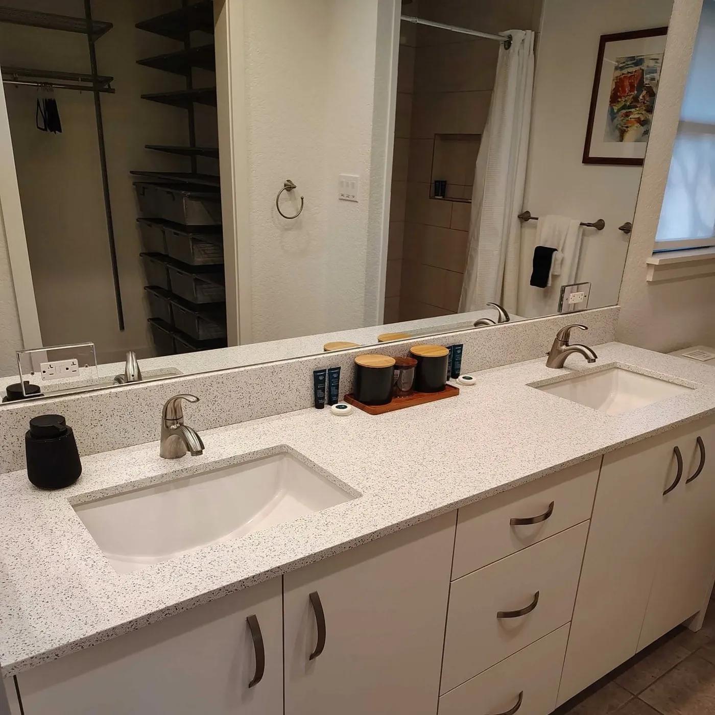 Bathroom counter and mirror