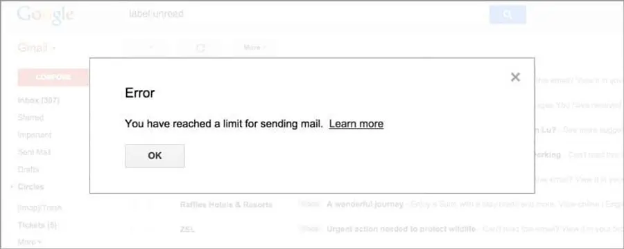 rate limit exceeded bounced email