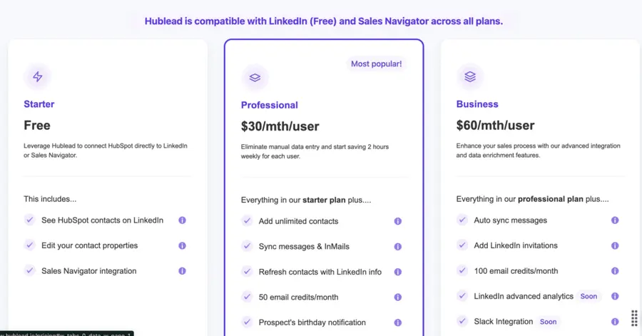 hublead pricing