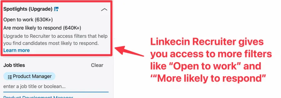 filtres de recherches linkedin recruiter