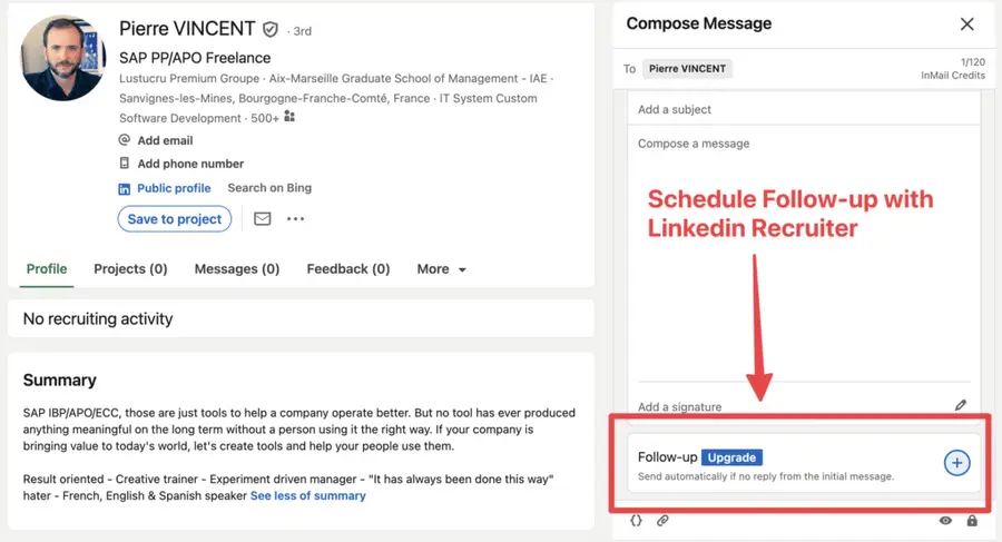 linkedin recruiter follow up