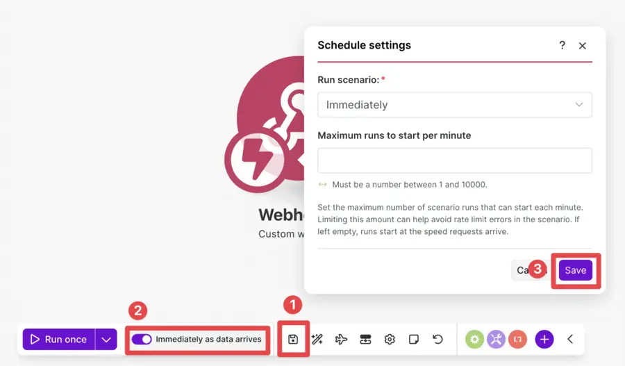 save webhook make