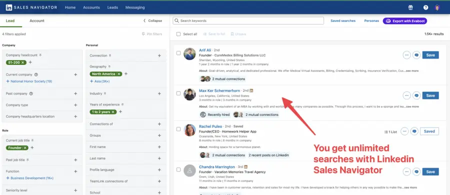 unlimited searches sales navigator