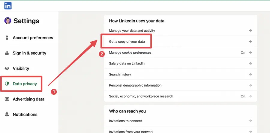 eksport kontaktów linkedin