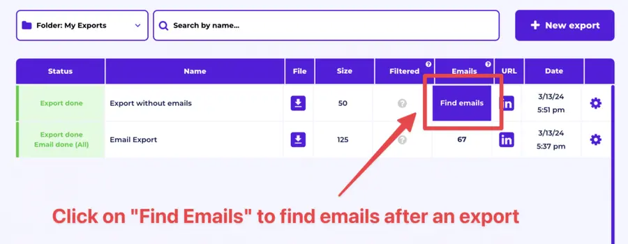 get emails from linkedin sales navigator leads
