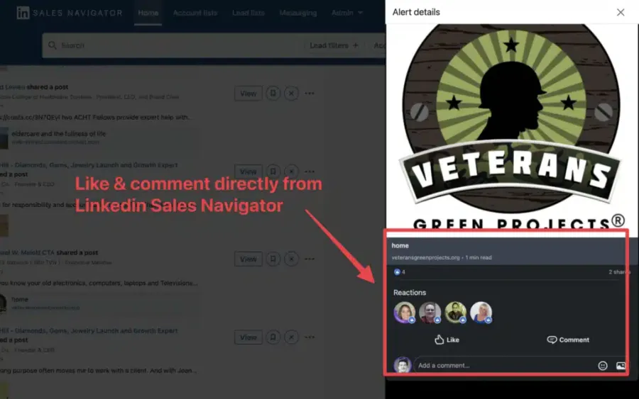 like comment post from sales navigator 