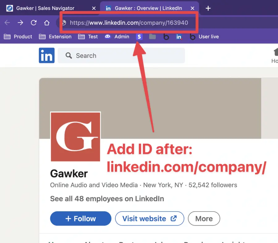 url linkedin da empresa conversão da pagina