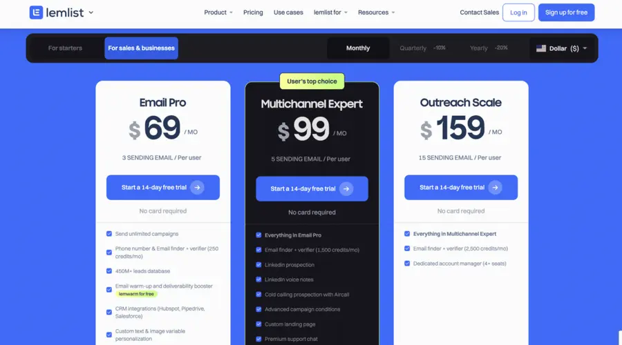 lemlist pricing 