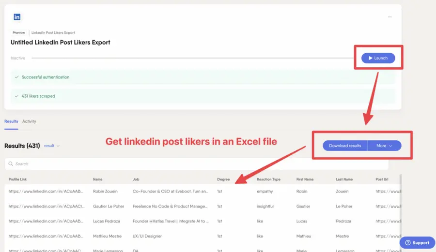 download linkedin post likers