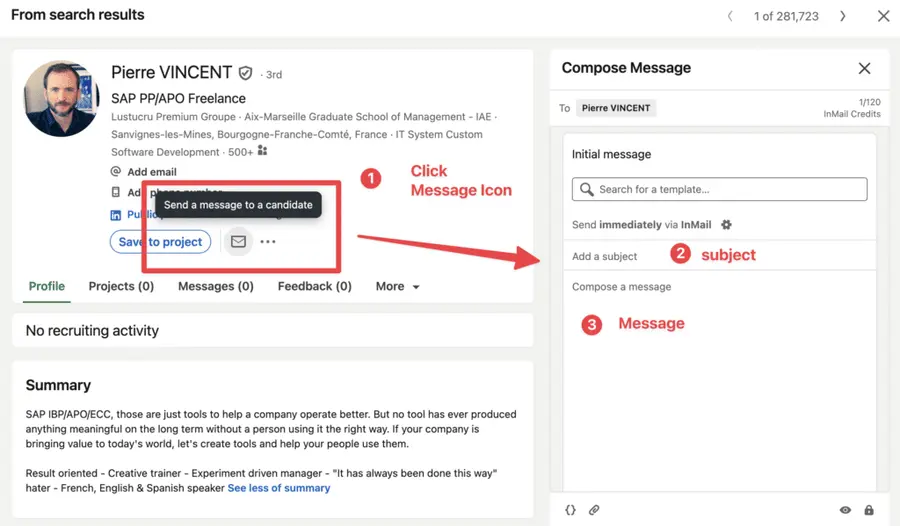 send inmail linkedin recruiter