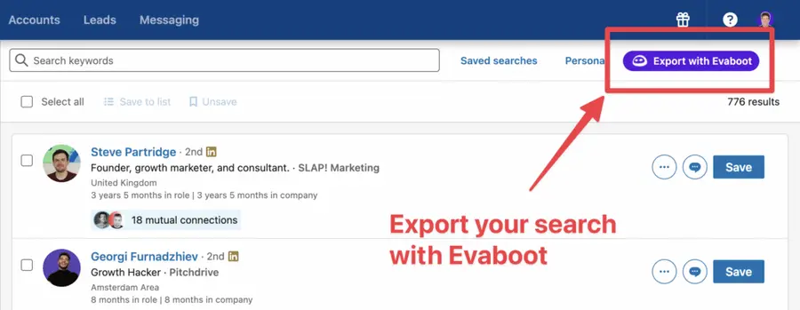 export linkedin sales navigator lead lists