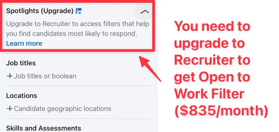 fin open to work profiles with linkedin recruiter