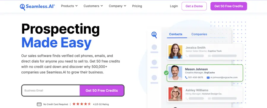 seamless.ai moteur de recherche basé sur l'IA pour les campagnes de prospection B2B