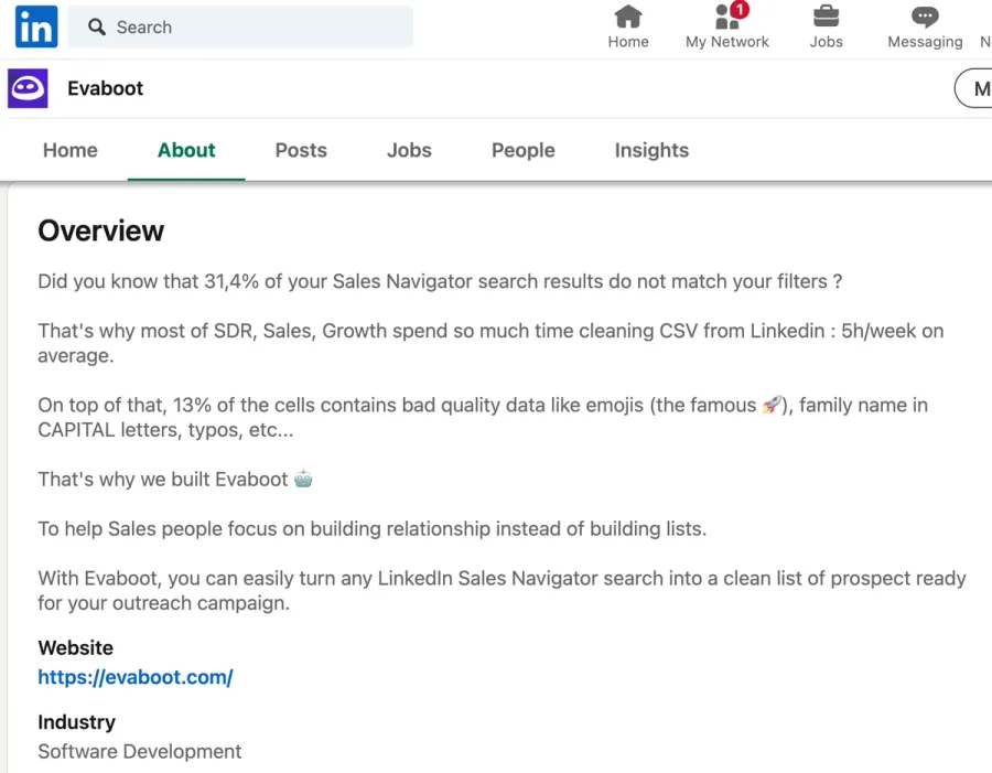 Company page about us example