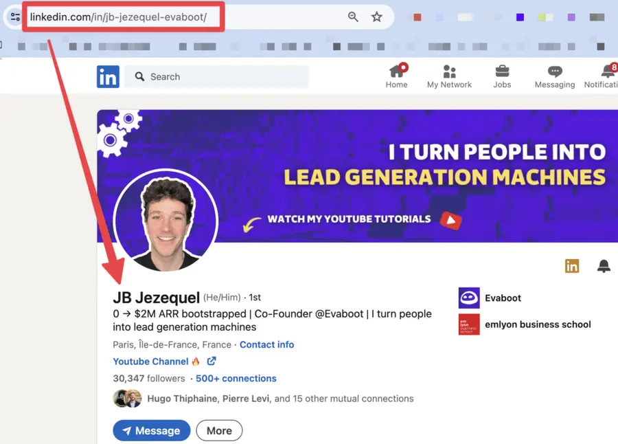 linkedin url example for company founders