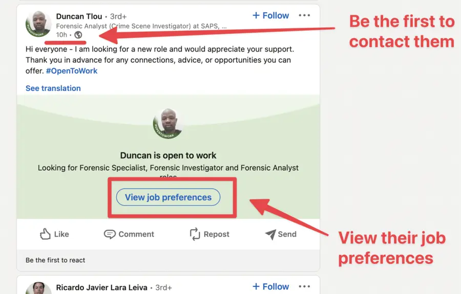 job preferences linkedin
