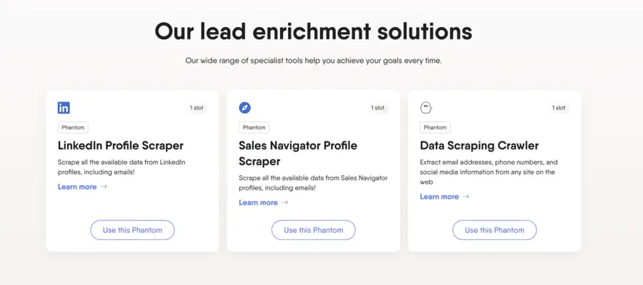 phantombuster data enrichment solutions