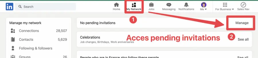 pending linkedin connection request