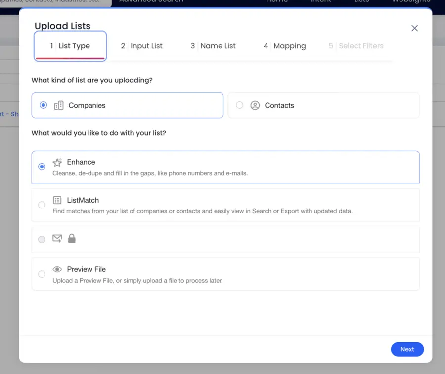 zoominfo upload lead and company leads to enrich with missing data