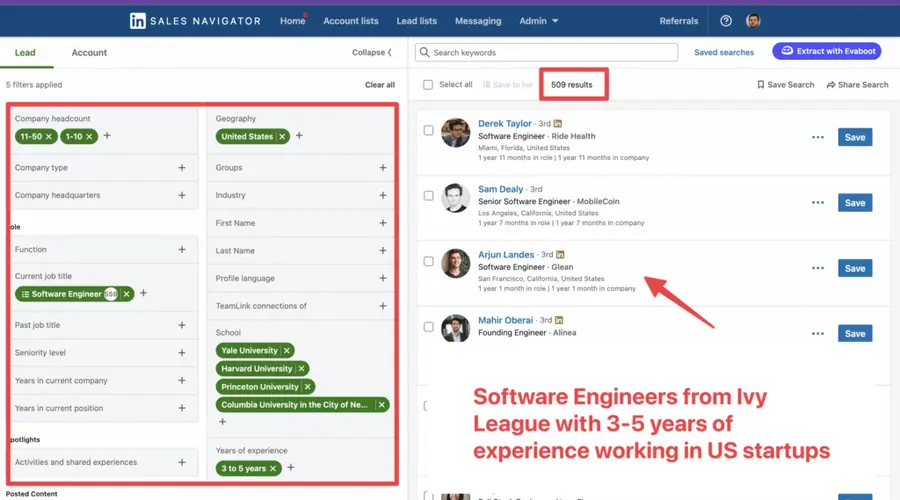 use sales navigator filters for sourcing recruiters
