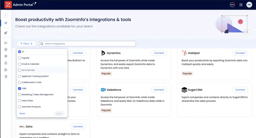 zoominfo integrations and crm