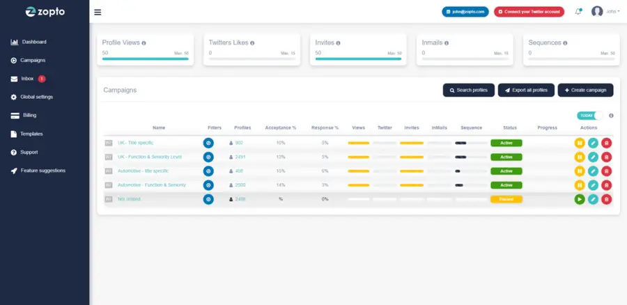 zopto linkedin scraper features