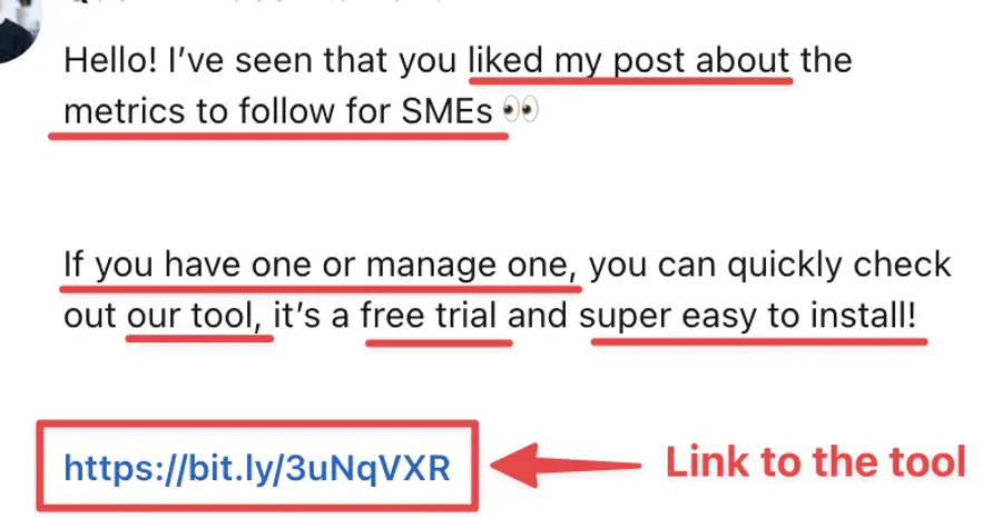 Hyper-personalized linkedin message example 