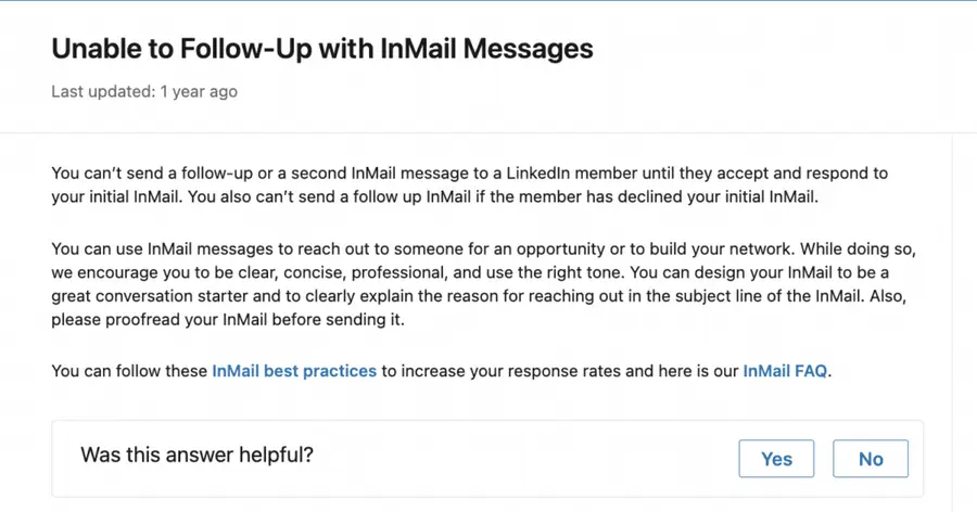 inmail follow up policy 1