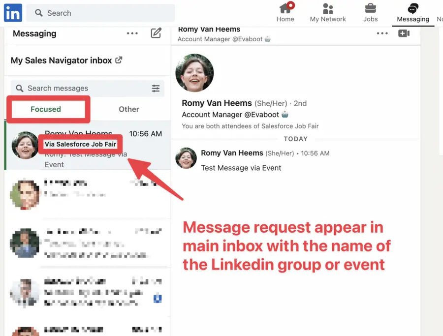 linkedin message request