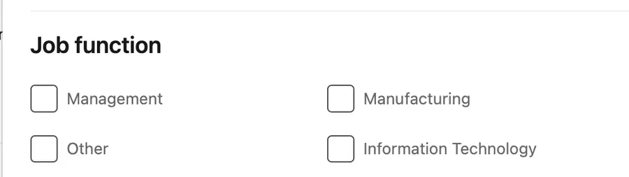 job function linkedin filter