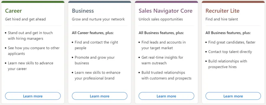 linkedin premium plans