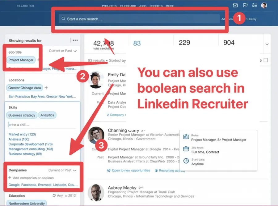 linkedin recruiter boolean search