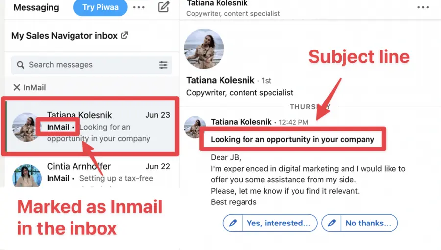 inmails linkedin