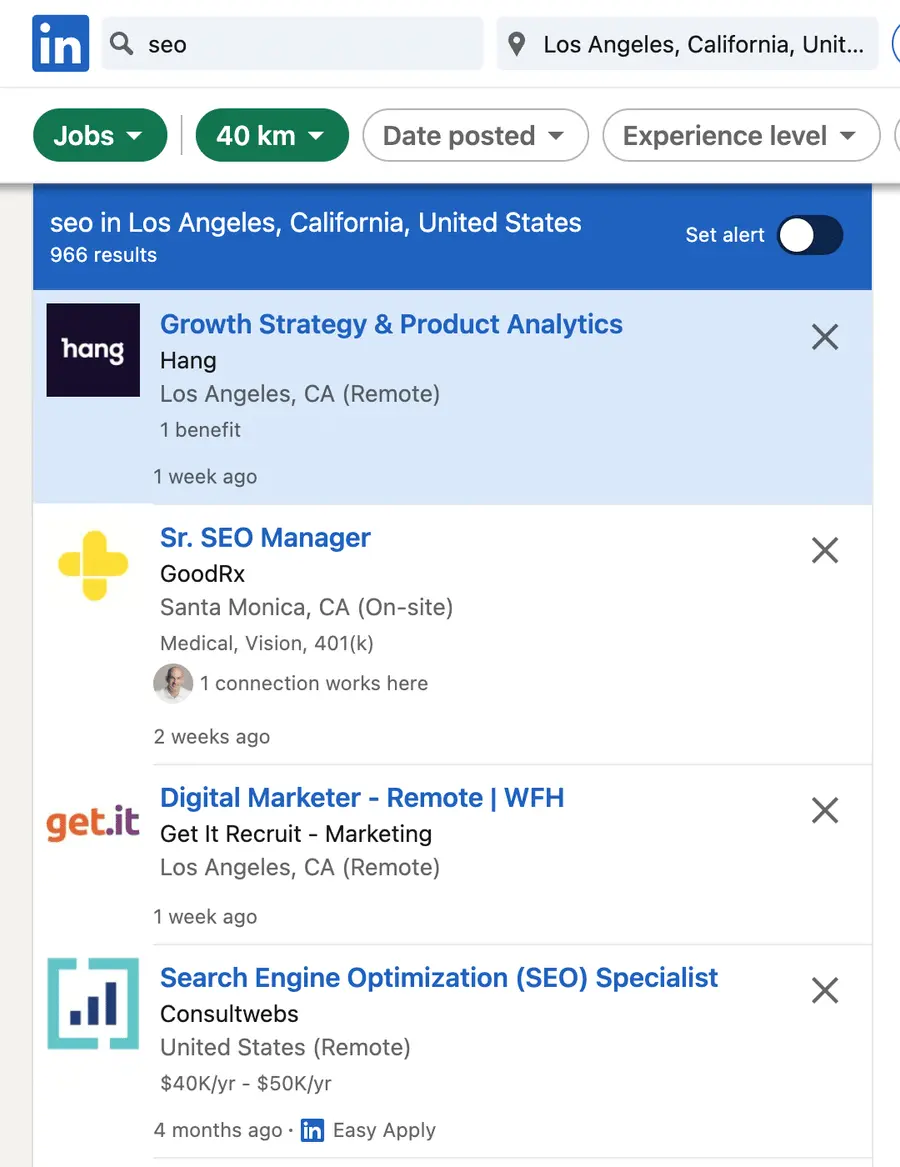 LinkedIn job search