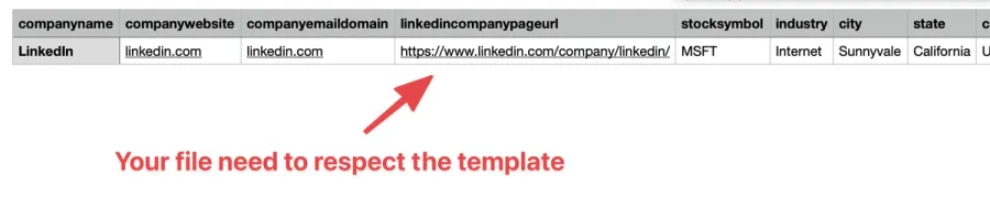 linkedin ads upload template