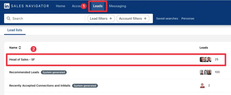 saved lead list