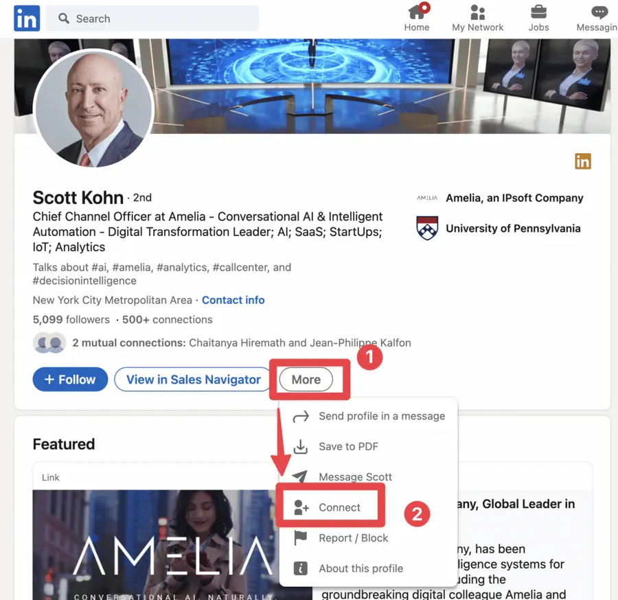 send linkedin connection request follow up