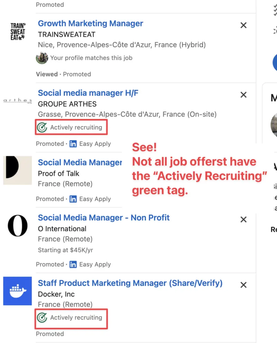 how to get actively recruiting tag on linkedin
