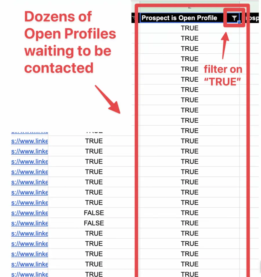 filter open profiles linkedin
