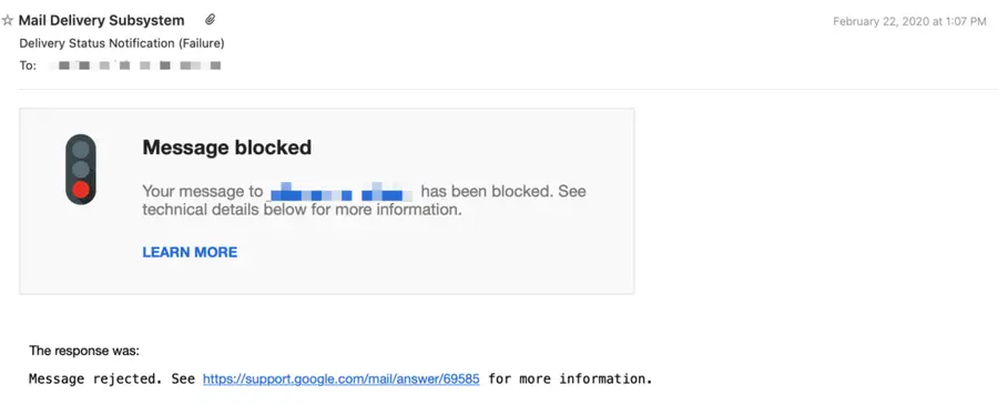 message blocked