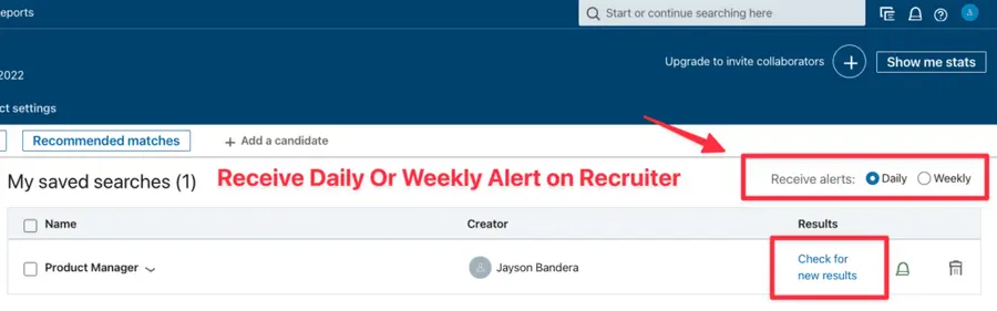 saved search feature linkedin recruiter