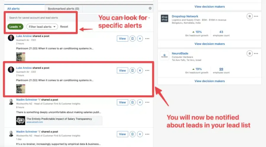 notification sales navigator