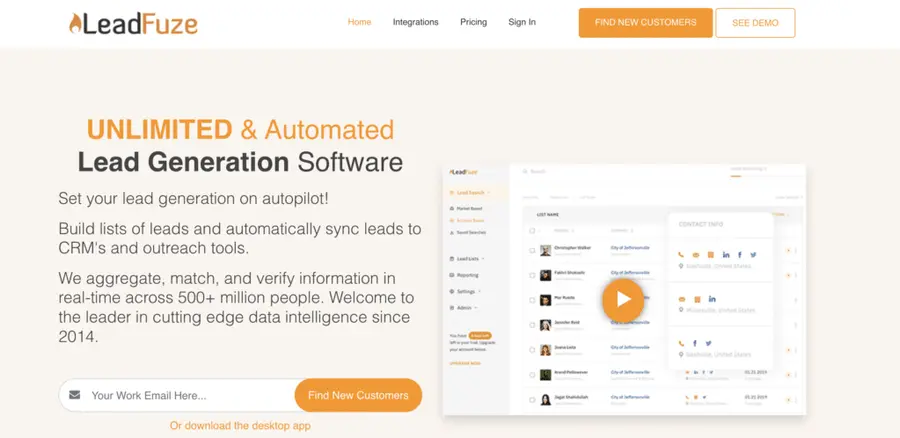 outil LeadFuze pour se connecter avec les décideurs et pour la génération de leads