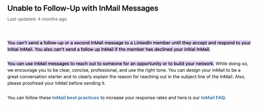 follow up email linkedin