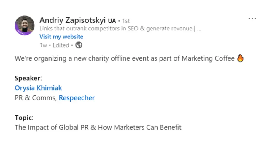 News and updates post example