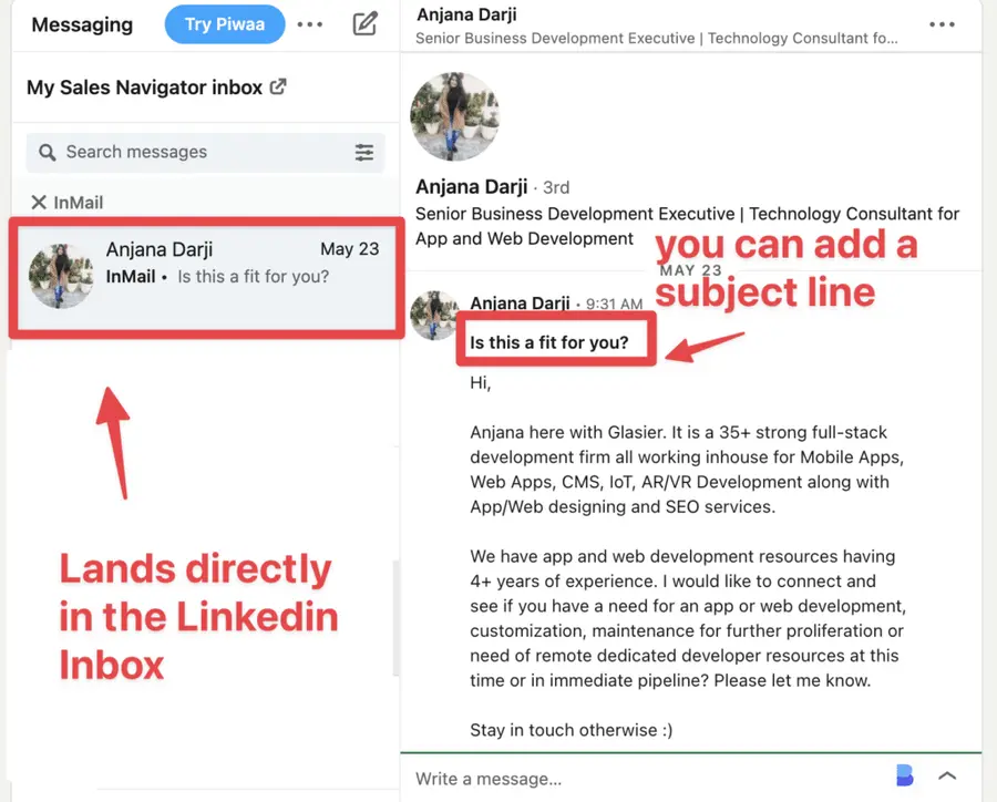 linkedin inmail vs email