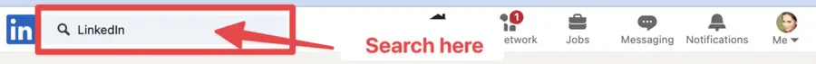 search for a company name on linkedin