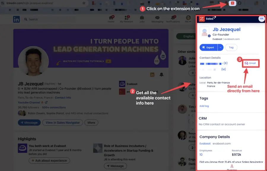 how to use zoominfo Chrome extension on linkedin